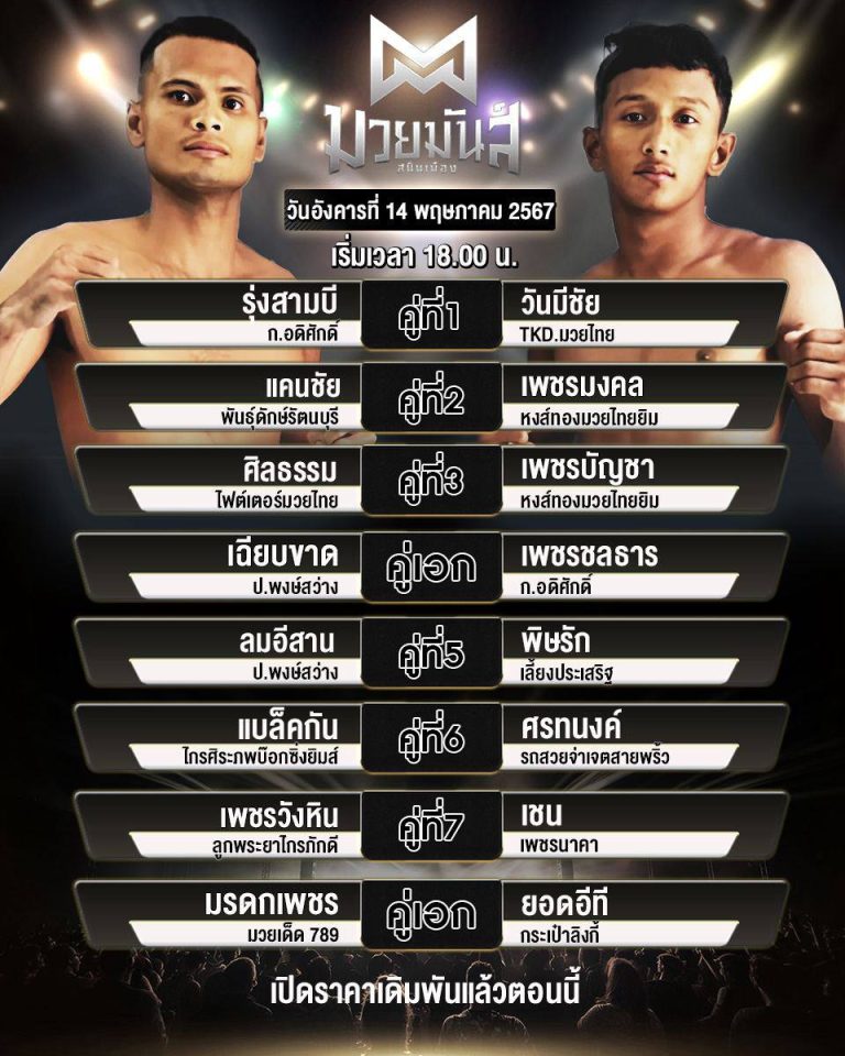 โปรแกรมมวย14-5-67