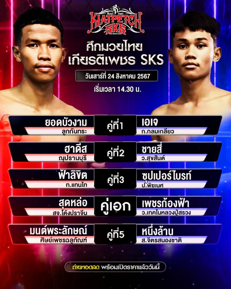 โปรแกรมมวย24-8-67