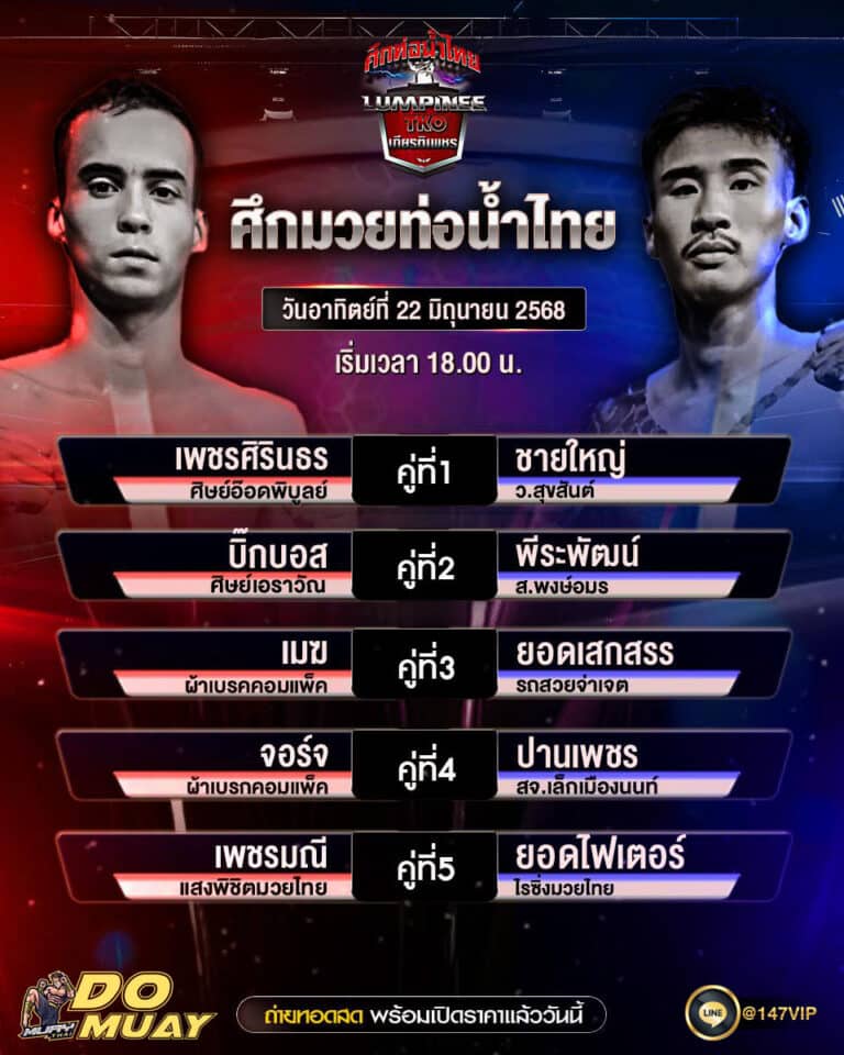 โปรแกรมมวย 22-6-68