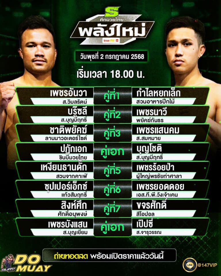 โปรแกรมมวย02-07-68