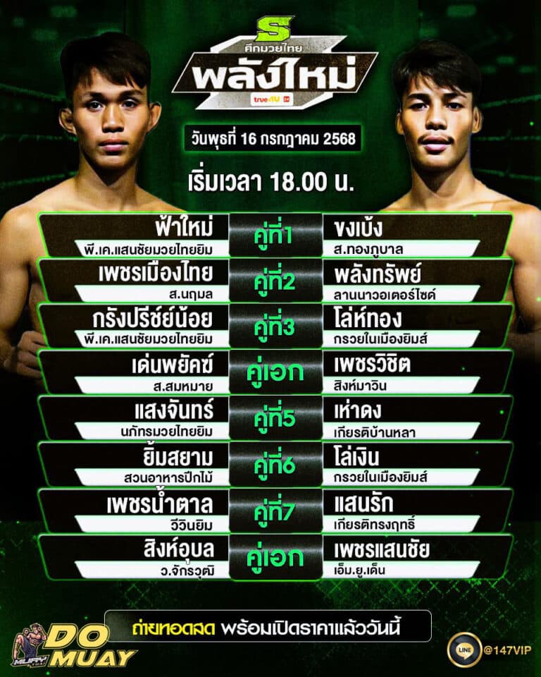 โปรแกรมมวย16-07-68