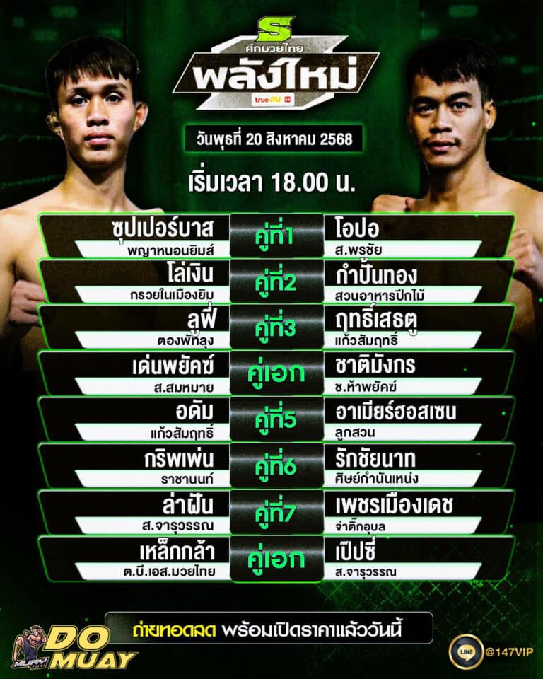 โปรแกรมมวย20-08-68