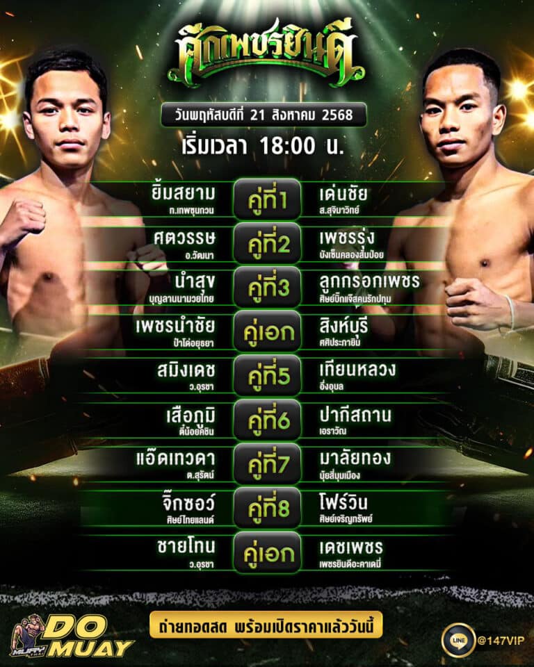 โปรแกรมมวย21-08-68