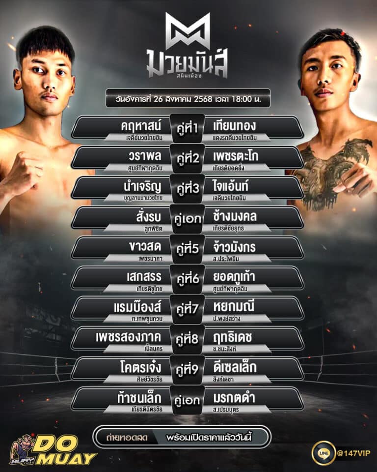 โปรแกรมมวย26-08-68