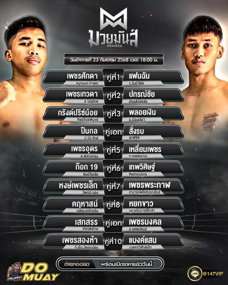โปรแกรมมวย23-09-68