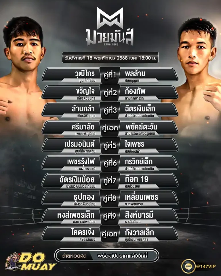 โปรแกรมมวย18-11-68