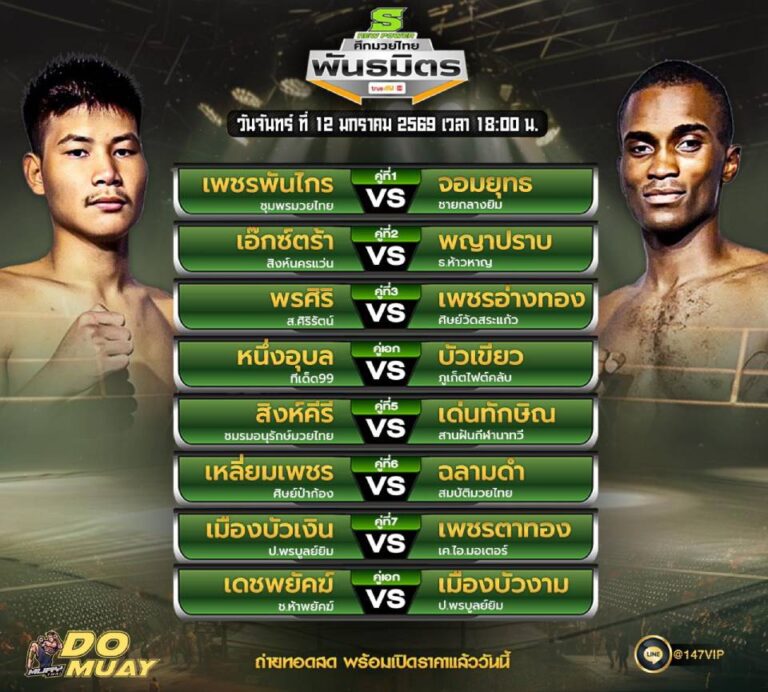 โปรแกรมมวย12-01-69 ศึกมวยไทยพันธมิตร