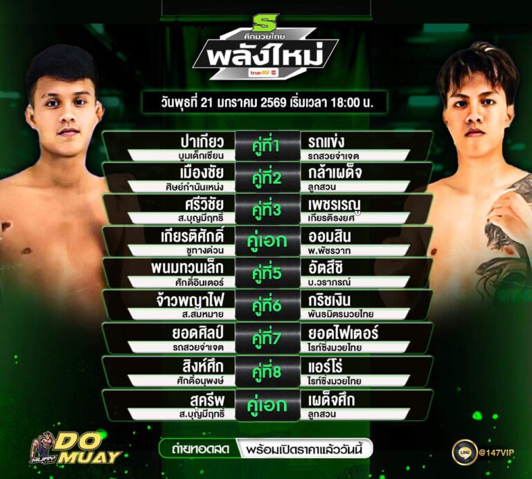 โปรแกรมมวย21-1-69 ศึกมวยไทย พลังไหม่
