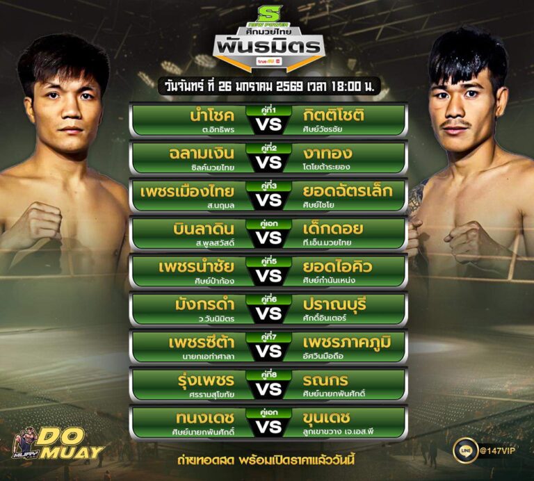 โปรแกรมมวย 26-01-69 ศึกมวยไทย พันธมิตร