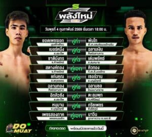 โปรแกรมมวย04-02-69 ศึกมวยไทย พลังไหม่