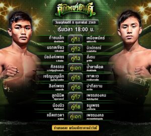 โปรแกรมมวย05-02-69 ศึกเพชรยินดี