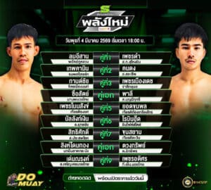 โปรแกรมมวย04-03-69 ศึกมวยไทย พลังไหม่